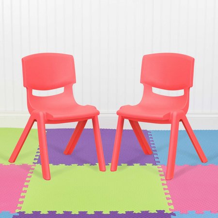 Flash Furniture Red Plastic Stackable School Chair with 12" Seat Height, PK2 2-YU-YCX-001-RED-GG